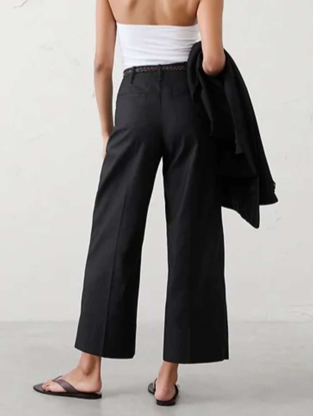 NWT Banana Republic Wide Leg Cropped High Rise Pants Black Cotton & Lyocell 12 - Picture 2 of 10